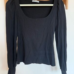 Reformation Black Long Sleeve Top, M